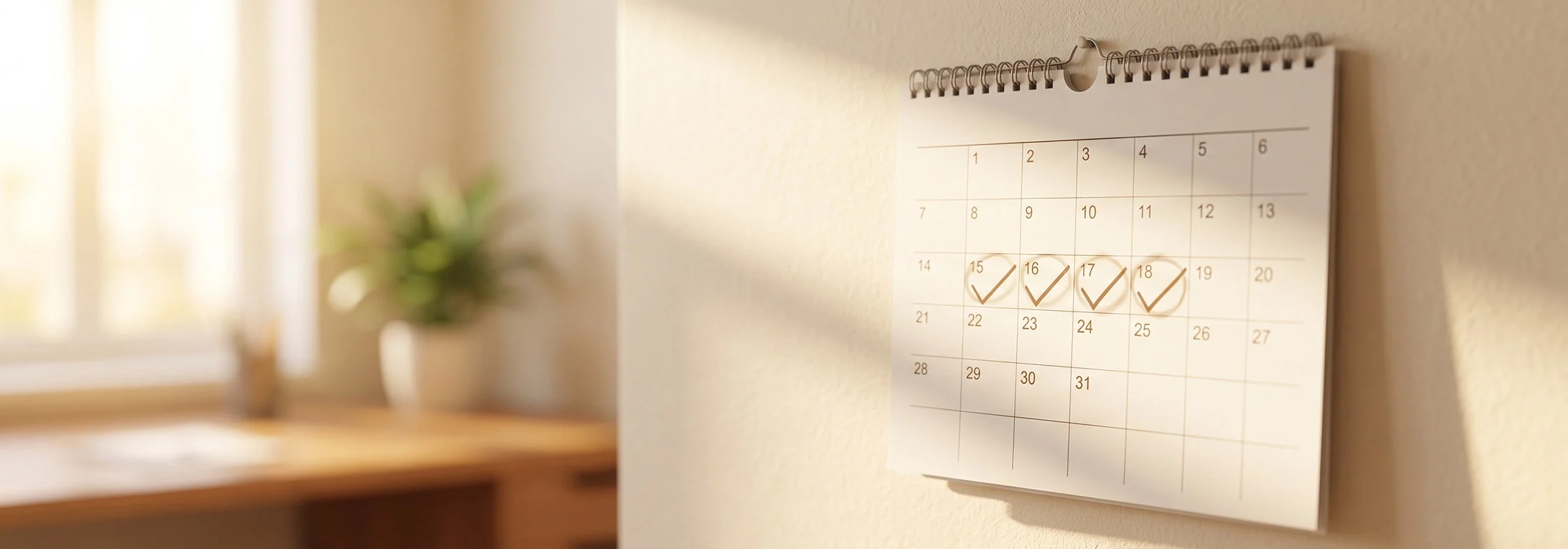 Counting days on a calendar.